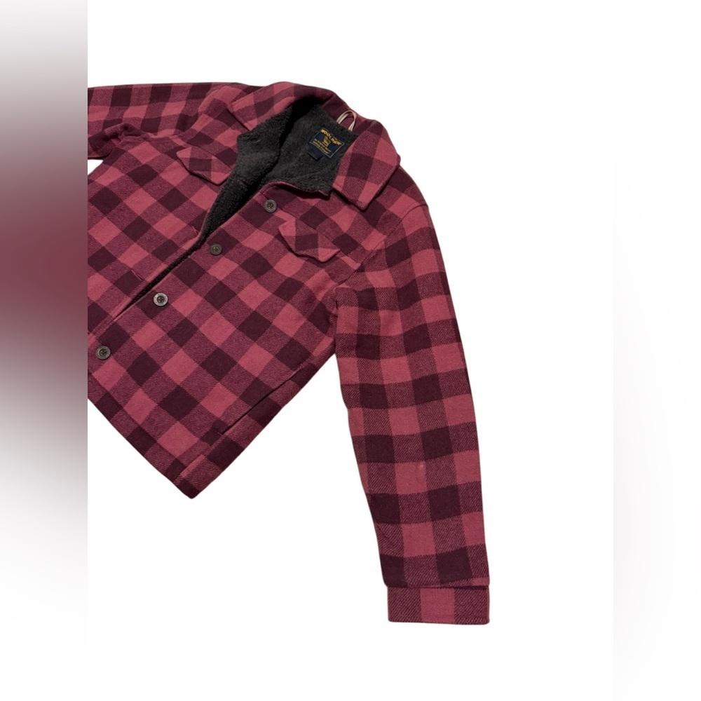 Women’s Mulberry Woolrich Pink and Burgundy Buffalo Plaid Jacket Size Medium - Picture 3 of 9